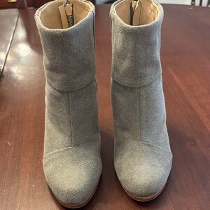 rag & bone Grey Canvas Ankle Booties with Side Zipper